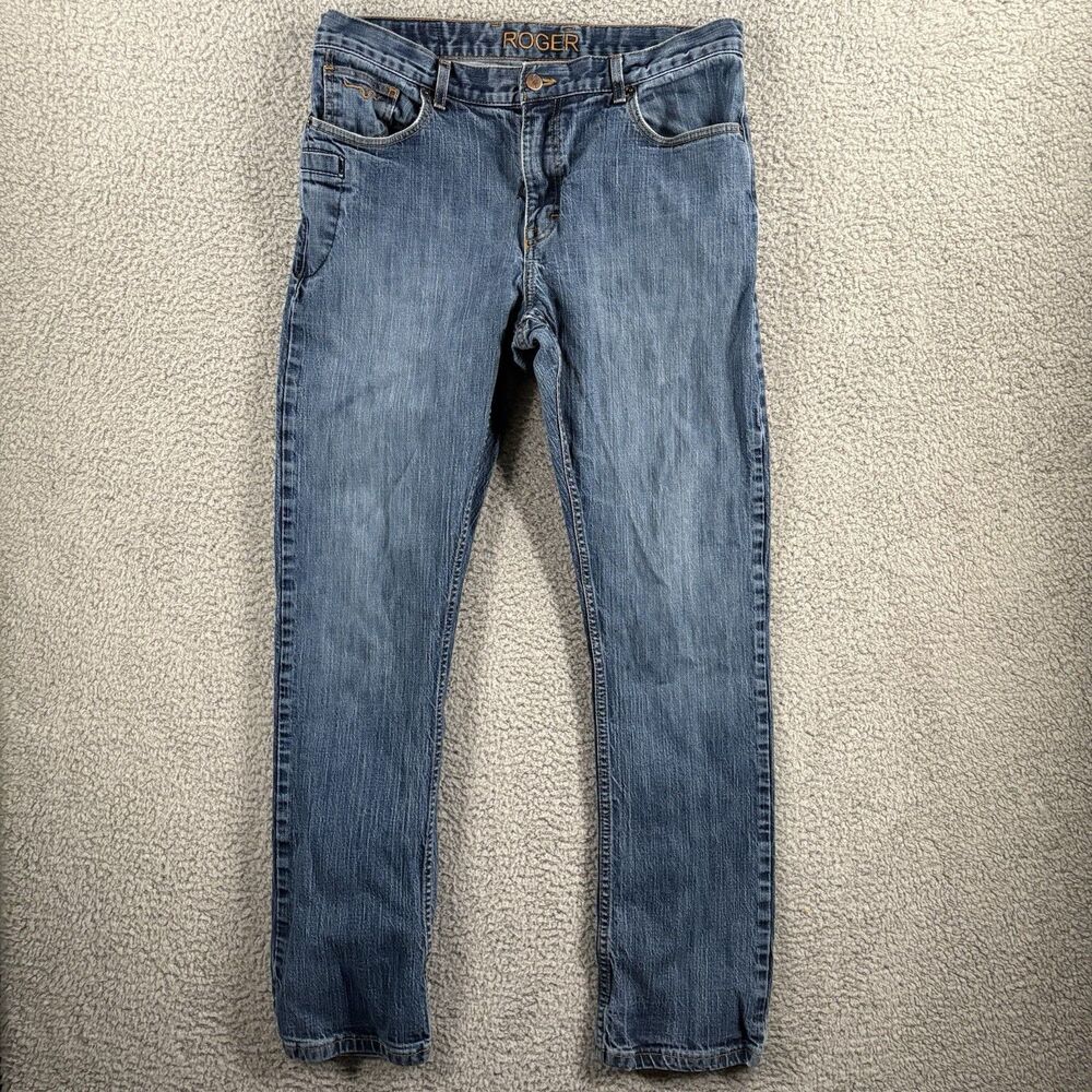 Kimes Ranch Roger Jeans Mens 36x32 Medium Wash Slim Fit Bootcut USA Made Western